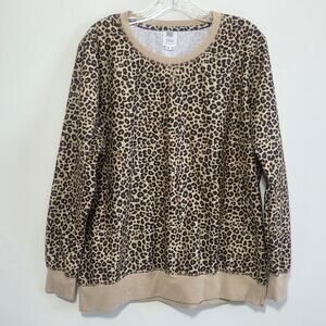 Rivers Womens Crewneck Leopard Print Long Sleeve Top Size 16-18